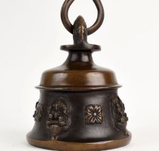 Vintage Handmade Bell Metal Himalayan Temple Bell With Chain And Hook