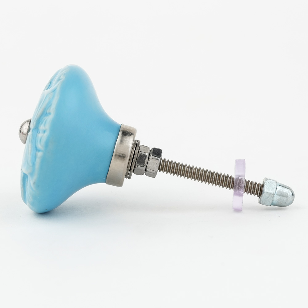 Blue Wheel Flower Knob