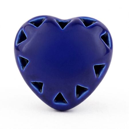 Navy Blue Heart Ceramic Knob