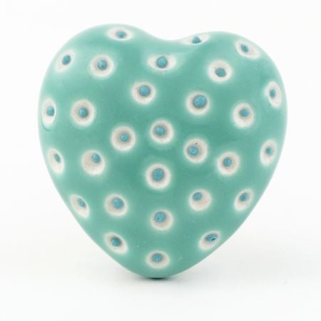 Sea Green Heart Etched Ceramic Cabinet Knob Online