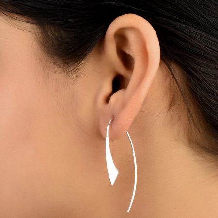 92.5 Sterling Silver Earrings Long Geometric Drop earrings