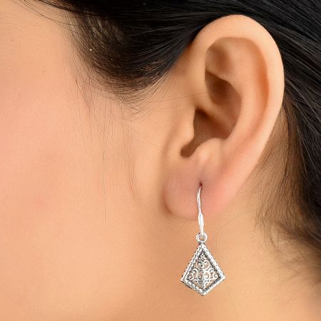 Traditional 92.5 Sterling Silver Earrings Filigree Dangle Earrings