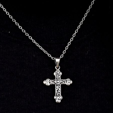 Engraved Holy Cross 92.5 Sterling Silver Pendant