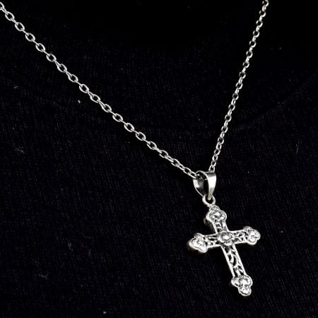 Engraved Holy Cross 92.5 Sterling Silver Pendant