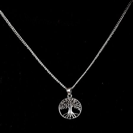 Round Tree Of Life 92.5 Sterling Silver Pendant Necklace