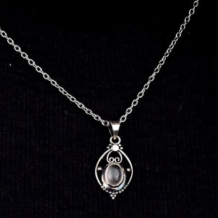 Semi precious Stone Embedded 925 Sterling Silver Pendant Jewelry