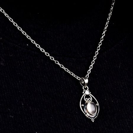 Semi precious Stone Embedded 925 Sterling Silver Pendant Jewelry