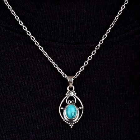 Oval Turquoise Stone Wired 92.5 Sterling Silver jewelry