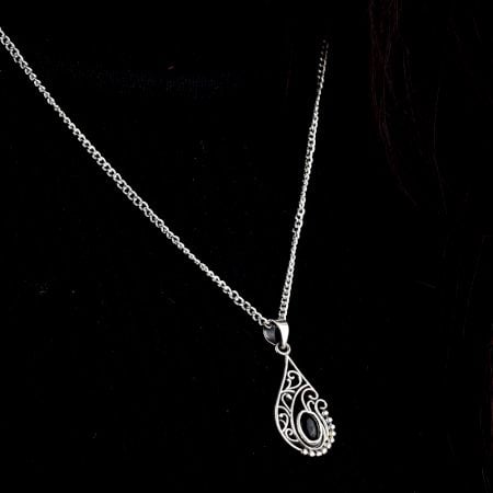 92.5 Sterling Silver Black Onyx Stylish Pendant Jewelry