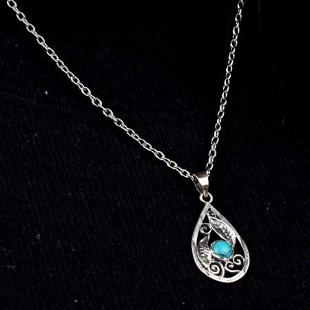 92.5 Sterling silver Pendant with Blue Turquoise Stone