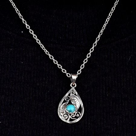 92.5 Sterling silver Pendant with Blue Turquoise Stone