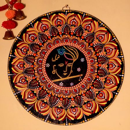 Handcrafted Gopal Ji Krishna Mandala Wooden Wall Art