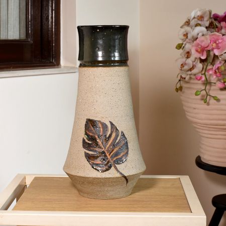 Handcrafted Ceramic Leaf Vase by Artist Meena Vohra