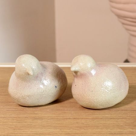 Handcrafted Ceramic Bird Sculptures by Artist Meena Vohra Set Of 2