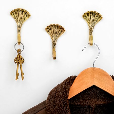 Handcrafted Brass Sheshnag Decorative Wall Hooks-3 Pieces