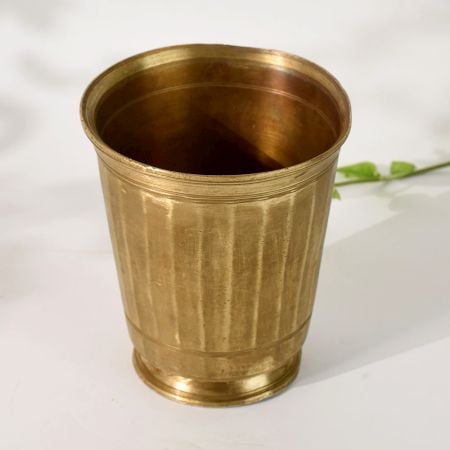 Vintage Brass Panchpatra Holy Glass Pot for Pooja