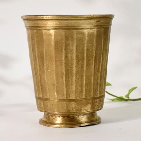 Vintage Brass Panchpatra Holy Glass Pot for Pooja