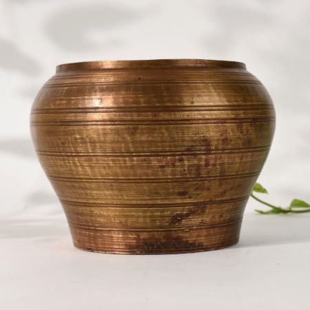 Antique Brass Pot Handmade Vintage Vessel for Floral Decoration