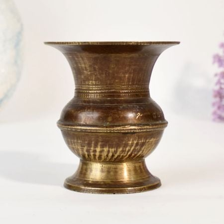 Vintage Handmade Brass Holy Pot from South India for Ritual Decor