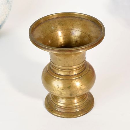 South Indian Vintage Handmade Brass Puja Pot for Flowers and Rituals