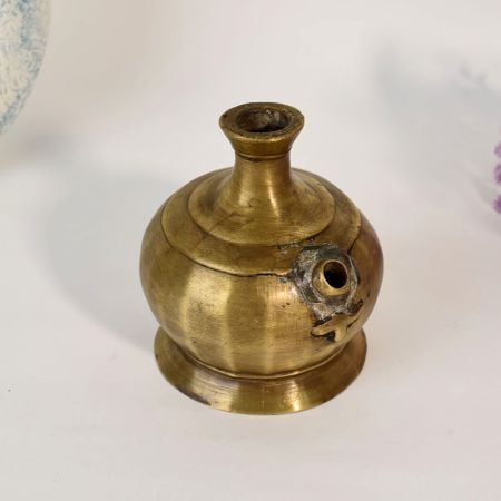 Handcrafted Vintage Brass Hookah Base Vase for Rustic Floral Decor