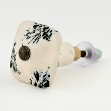 Handcrafted Ceramic Cream Square Cabinet Knob