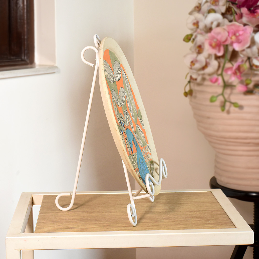 Handcrafted Ceramic Peacock Plate by Artist Meena Vohra