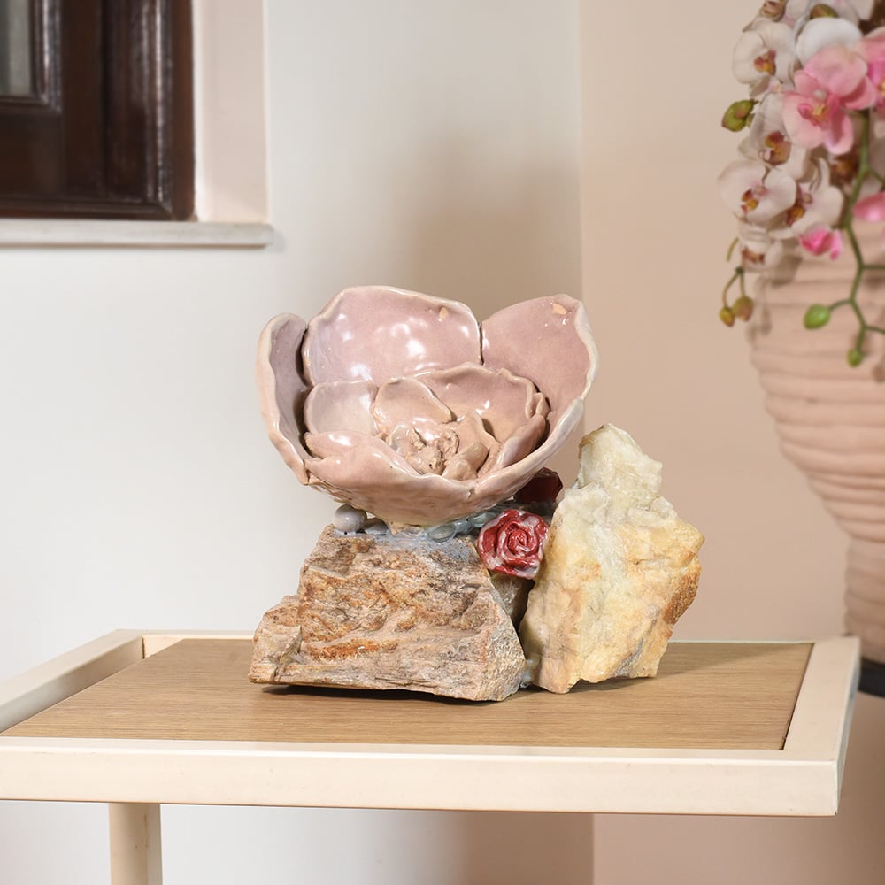 Handmade Ceramic Rose Sculpture by Artist Meena Vohra