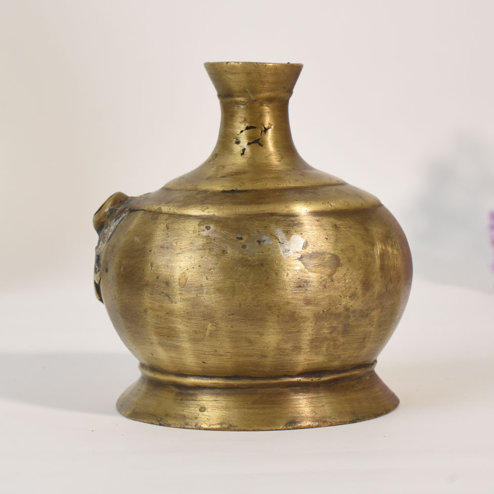 Handcrafted Vintage Brass Hookah Base Vase for Rustic Floral Decor