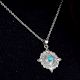 Round Starry Blue Stone 92.5 Sterling Silver Pendant Jewelry