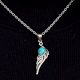 Turquoise Teardrop Feather Embedded 92.5 Sterling Silver Jewelry