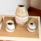 Handmade Ceramic Striped Vases by Artist Meena Vohra Set Of 3