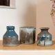 Premium Ceramic Blue Vases by Artist Meena Vohra Set Of 3