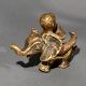 Vintage Brass Baby Riding Elephant Statue for Collection