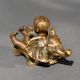 Vintage Brass Baby Riding Elephant Statue for Collection