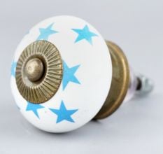 White Blue Star Cabinet Knob