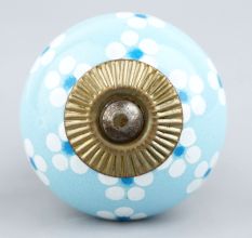Turquoise Tiny Flowers Ceramic Knobs Online