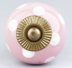 Pink Polka Dotted Small Ceramic Cabinet Knobs