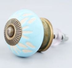 Turquoise Etched Ceramic Knob 39