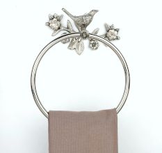 Silver Brass Bird Design Set of 4 Bathroom Hardware Accessories