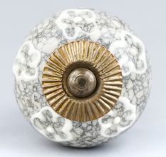 White Floral Crackle Cabinet Ceramic Knob