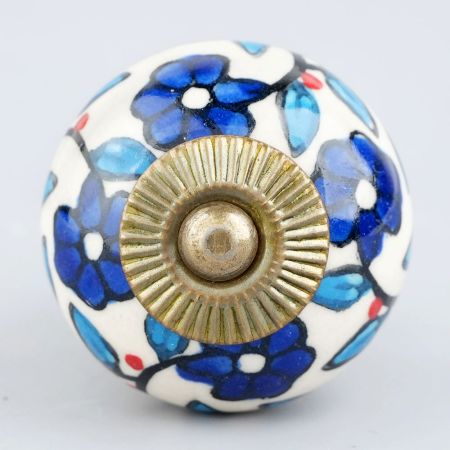 Blue Tiny Flower Leaf Cabinet Knob