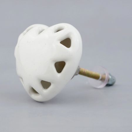 White Heart Ceramic Knob
