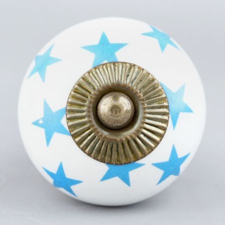 White Blue Star Cabinet Knob