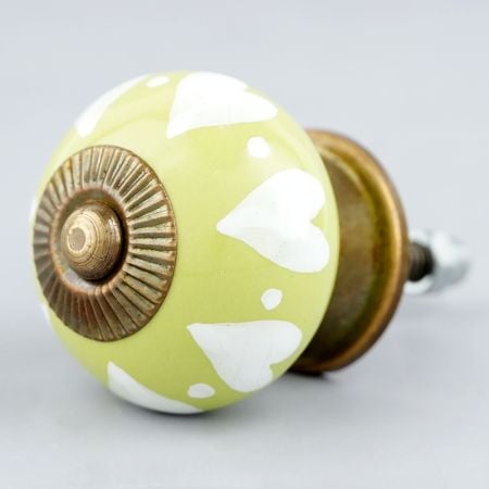 Lime Heart Ceramic Drawer Knob