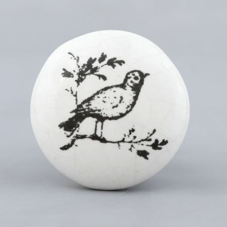 Black White Bird Knob