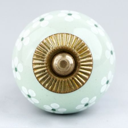 Sage Green And White Tiny Flower Ceramic Drawer Knob Online