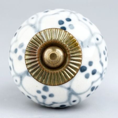 Grey Dotted Ceramic Floral Cabinet Knobs