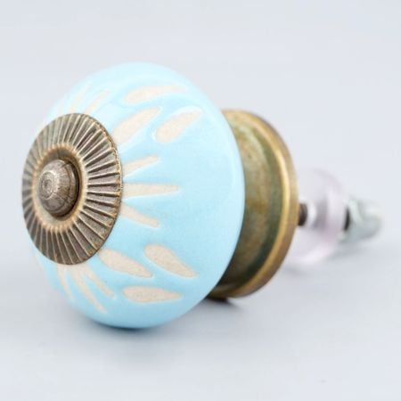 Turquoise Etched Ceramic Knob 39