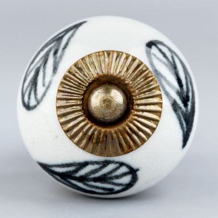 White Ceramic Floral Dresser Knob